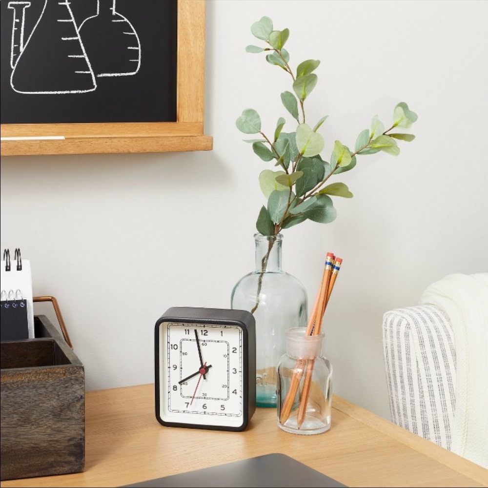 Analog Tabletop Clock Textured Black - Hearth & Hand with Magnolia